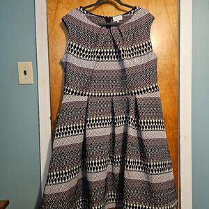 Pleated 2x gold glittery, purple and plack patterned dress